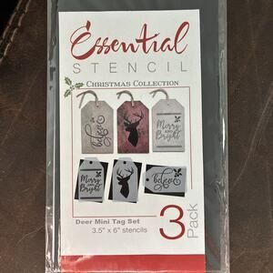 Essential Stencil Reuseable “Deer” 3 Pk Mini Tag Flexible Washable Strong 6”